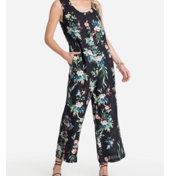 NWT JOHNNY WAS easy linen floral embroidered jumpsuit size XS/S - Picture 1 of 9